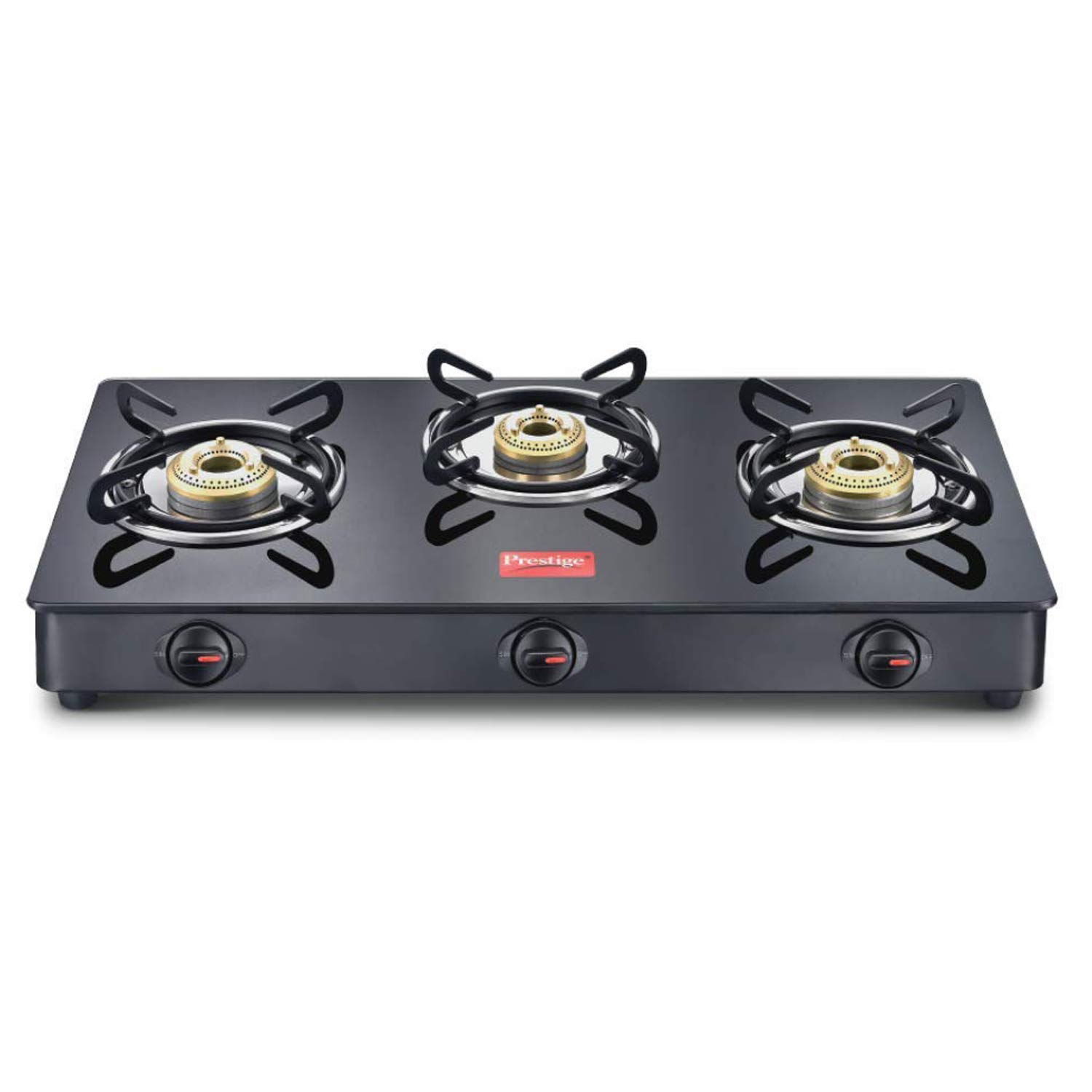 Prestige IRIS Toughened Glass-Top 3 Brass Burner LPG Gas Stove