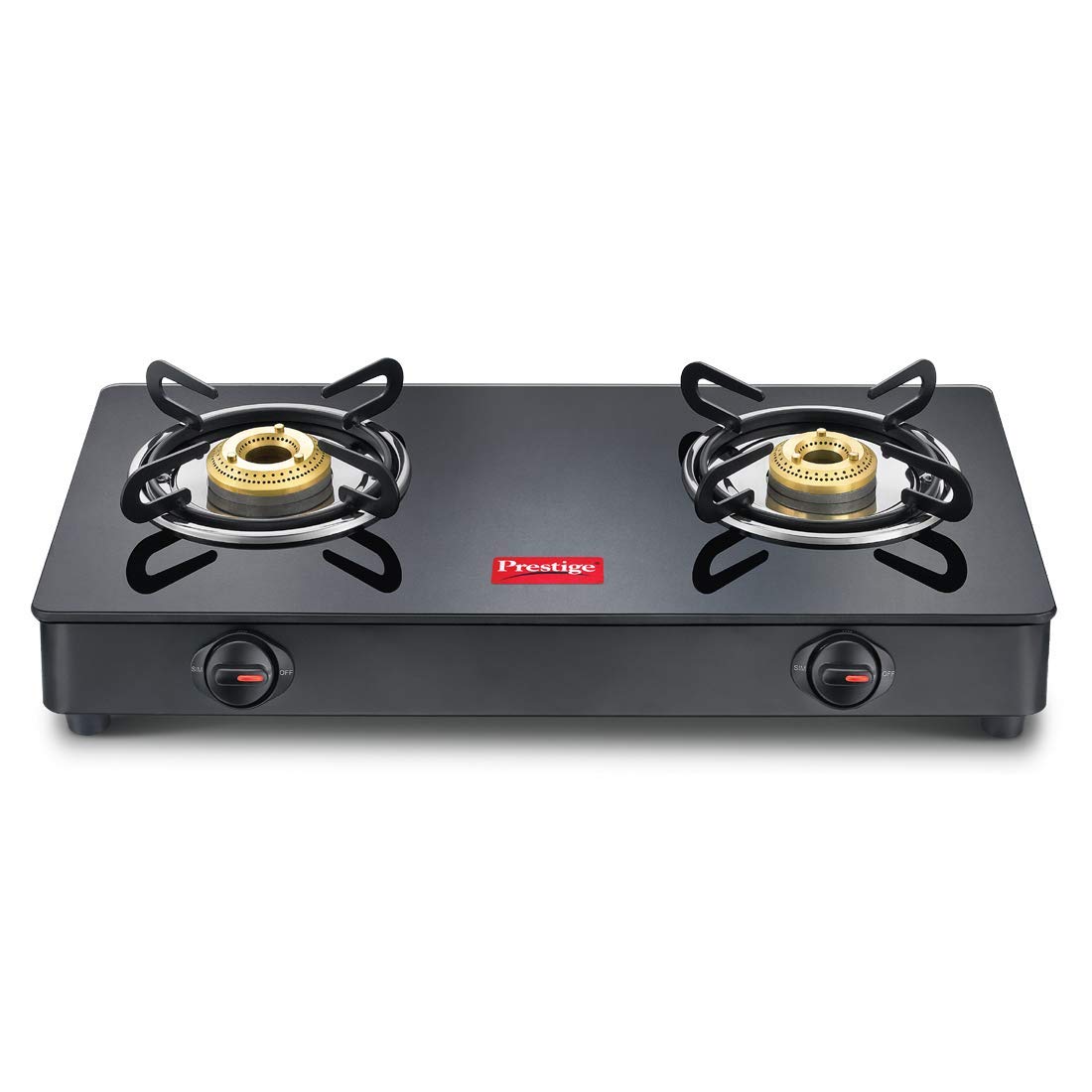 Prestige IRIS Toughened Glass-Top 2 Brass Burner LPG Gas Stove